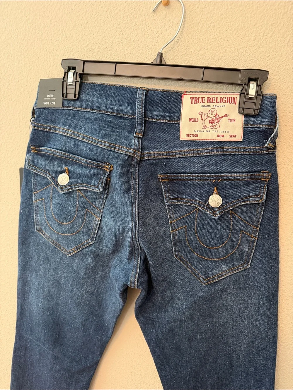 True Religion Men's Slim Fit Jeans in Dark Blue Wash